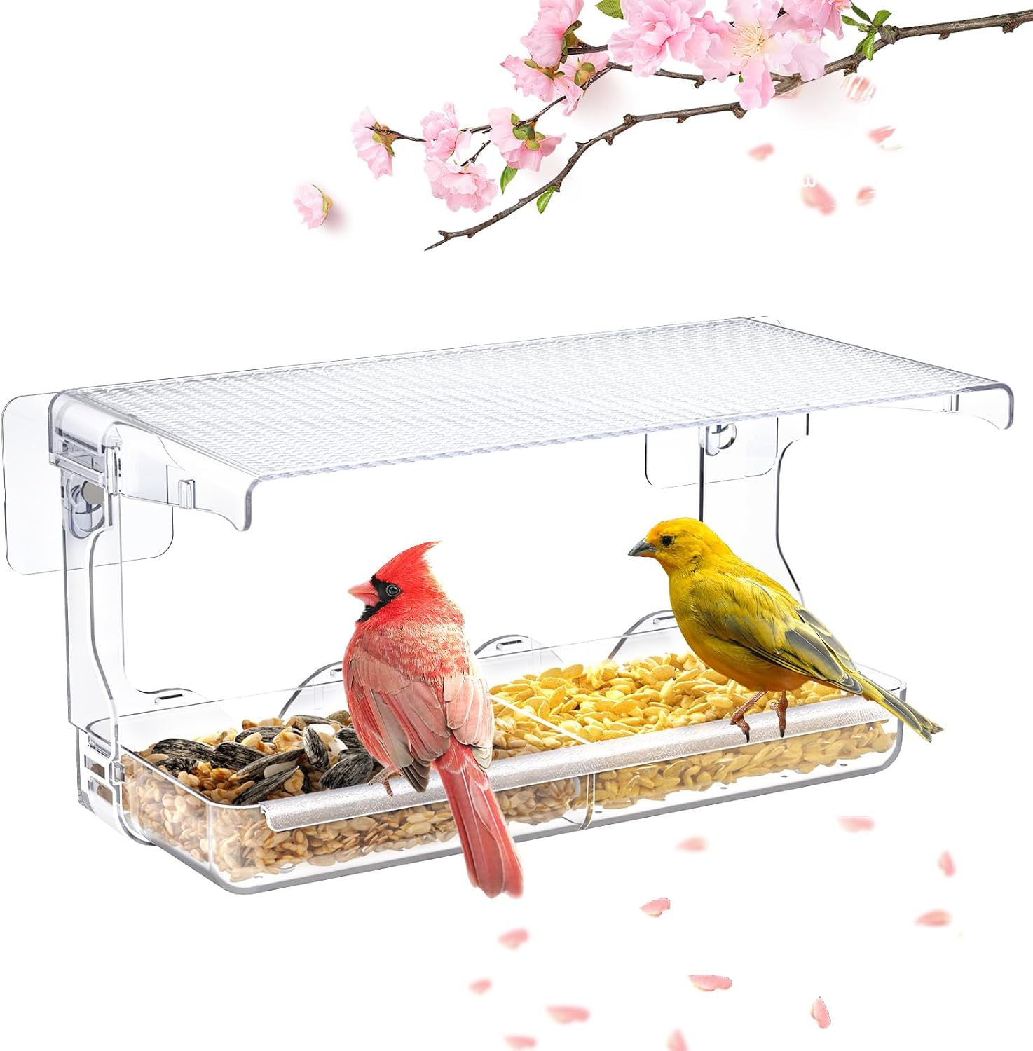 SUNALLY Window Bird Feeder for Outdoors, Clear Bird Feeders Window Mounted