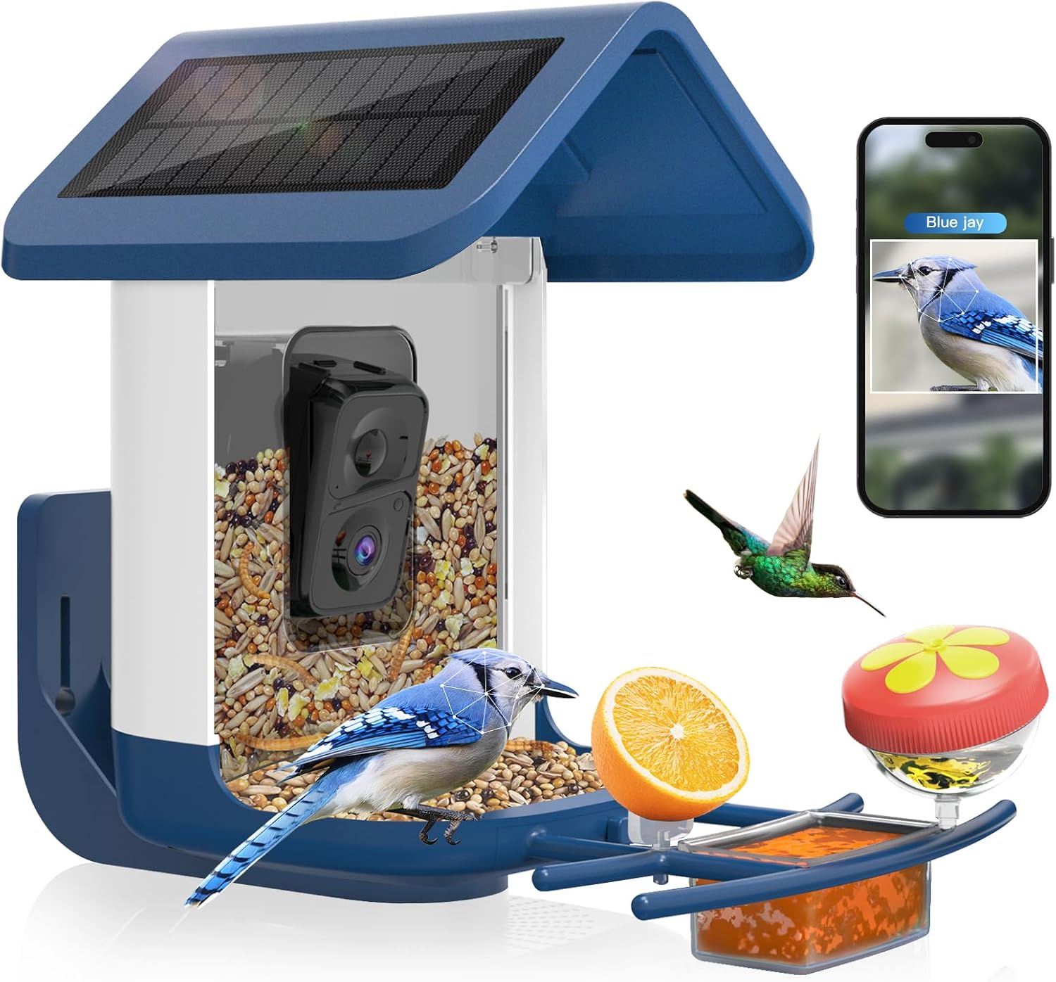 Smart Bird Feeder with Camera Solar Powered, 2K Live Stream for Backyard