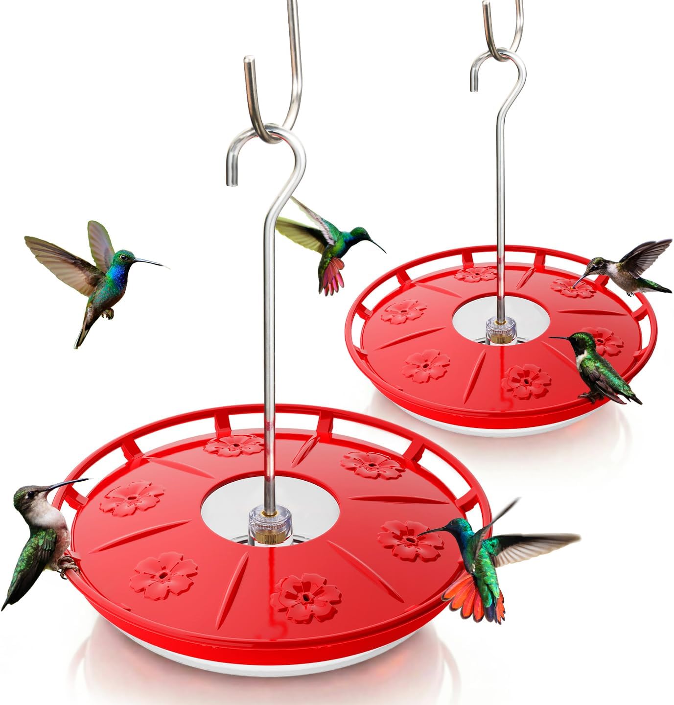 Kingsyard 2 Pack 6 Ports Saucer Hummingbird Feeders for Outdoors Hanging