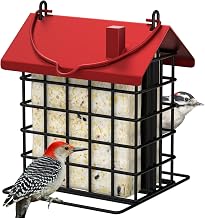 Gbekery All-Metal Double Suet Bird Feeder with weather-resistant roof and perch