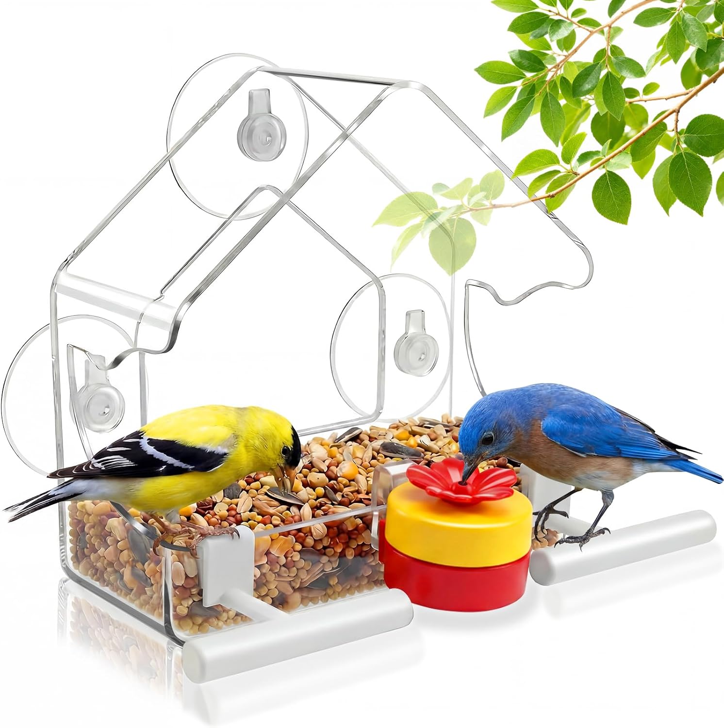 Window Bird Feeders for Outdoors with Flower Hummingbird Feeder